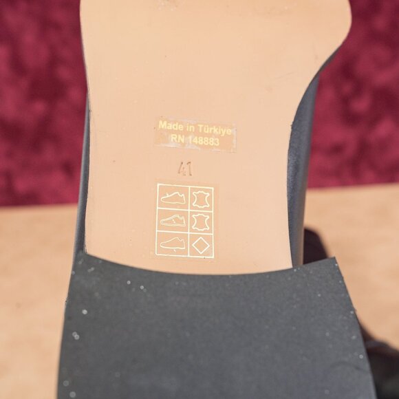 Bibi Lou Women Black Leather Cowboy Western Mid calf Boots sz 11US EUR41 - Picture 8 of 9